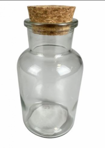 FRASCO DE VIDRO COM ROLHA 125 ML - 5,5X10 CM - Distribuidora 12 de Outubro