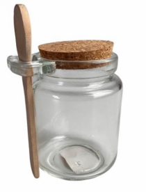 POTE DE VIDRO COM TAMPA ROLHA E COLHER 200 ML - Distribuidora 12 de Outubro