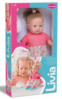 BONECA LIVIA FAZ XIXI - Distribuidora 12 de Outubro