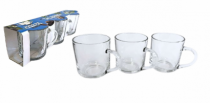 CANECA DE VIDRO DECORADA 220ML 3 PCS - Distribuidora 12 de Outubro