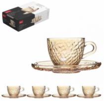 CJ 4 XICARAS CAFE COM PIRES VIDRO MARTIRI AMB - Distribuidora 12 de Outubro