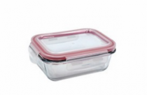 POTE DE VIDRO HERMETICO RETANGULAR 180ML VERM - Distribuidora 12 de Outubro