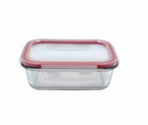 POTE DE VIDRO HERMETICO RETANGULAR 640ML VERM - Distribuidora 12 de Outubro