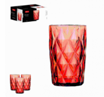 CJ 3 COPOS VIDRO DIAMOND CORAL 370ML - Distribuidora 12 de Outubro