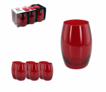 CJ 6 COPOS VIDRO LUXE VERMELHO 475ML - Distribuidora 12 de Outubro