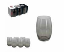 CJ 6 COPOS VIDRO LUXE PRETO FUME 475ML - Distribuidora 12 de Outubro