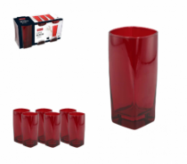 CJ 6 COPOS VIDRO PURE VERMELHO 315ML - Distribuidora 12 de Outubro