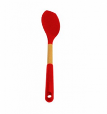 COLHER C/ CABO DE MADEIRA E SILICONE VERMELHO - Distribuidora 12 de Outubro