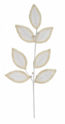 H.FOLHA NATAL AVELUDADO (OFF WHITE) 62CM - Distribuidora 12 de Outubro