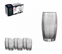 CJ 6 COPOS VIDRO VERRES PRETO FUME 365ML - Distribuidora 12 de Outubro