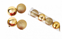 BOLA LISA MISTA TUBO DOURADO 7CM 6PCS - Distribuidora 12 de Outubro