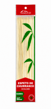 ESPETO DE CHURRASCO BAMBU C/ 50PCS - Distribuidora 12 de Outubro