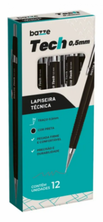 LAPISEIRA TECH BAZZE 0.5MM PTO CX12UN - Distribuidora 12 de Outubro