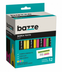 MARCA TEXTO FLAT BAZZE SORTIDO CX12UN - Distribuidora 12 de Outubro