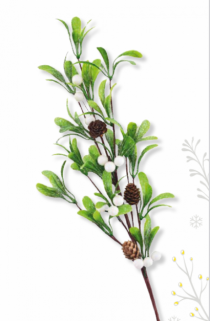GALHO DE EUCALIPTO BERRY BRANCO 1PC 60CM - Distribuidora 12 de Outubro