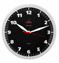 RELOGIO REDONDO OMEGA BRANCO PRETO 24X4CM - Distribuidora 12 de Outubro