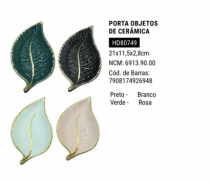 PORTA OBJETOS DE CERAMICA FOLHA - Distribuidora 12 de Outubro