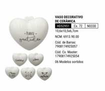 VASO DECOR CORACAO FRASES 10,6X10,5X6,7CM - Distribuidora 12 de Outubro