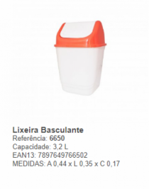 LIXEIRA BASCULANTE 3,2L - Distribuidora 12 de Outubro