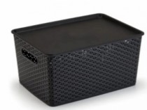 CESTO ORGANIZADOR RATTAN 35 LTS  PRETO - Distribuidora 12 de Outubro