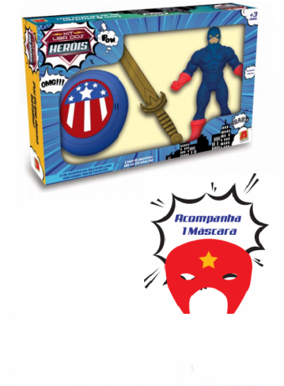 Kit Máscara Escudo e Espada Super Heróis