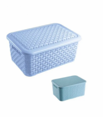 CESTO RATTAN MULTIUSO C/ TAMPA 2,5 LTS AZUL - Distribuidora 12 de Outubro