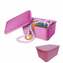 CESTO RATTAN MULTIUSO C/ TAMPA 2,5 LTS ROSA - Distribuidora 12 de Outubro