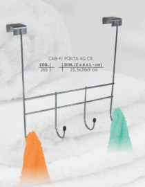 CABIDE P PORTA 4 GANCHOS CROMADO 25,5X28X9CM - Distribuidora 12 de Outubro
