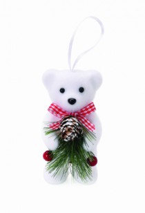 ENFEITE URSO DE ISOPOR BRANCO COM LACO - Distribuidora 12 de Outubro