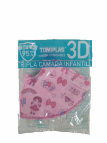 MASCARA DESCARTAVEL 3D INFANTIL BONECAS C 3UN - Distribuidora 12 de Outubro